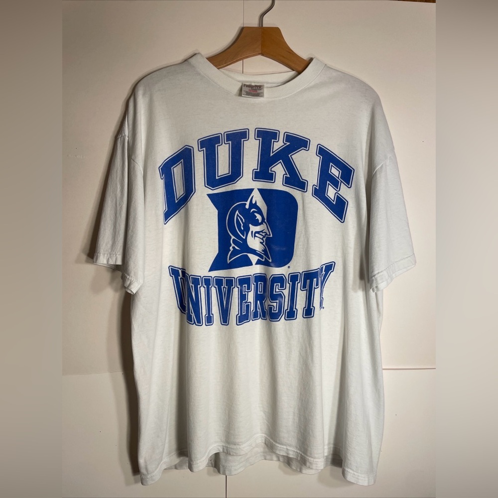 Vintage Duke University T-shirt Men’s Size Xl Huge Print Blue And White Nice!